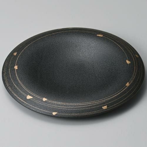 金渦斑点黒クレータープレート φ26×3.3cm 180-109