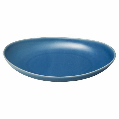 ナチュラル貫入ブルーオーバルプレート 21.8×18×3.5cm 521-569