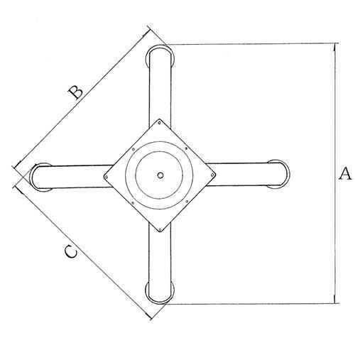 アルミ鋳物テーブル脚 ベースサイズ：A915×B670×C670×高さ700 品番：BC-C-900 塗装カラー：14 ポール：101φ