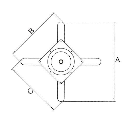 アルミ鋳物テーブル脚 ベースサイズ：A600×B440×C440×高さ700 品番：BC-CN-600 塗装カラー：88 ポール：60φ