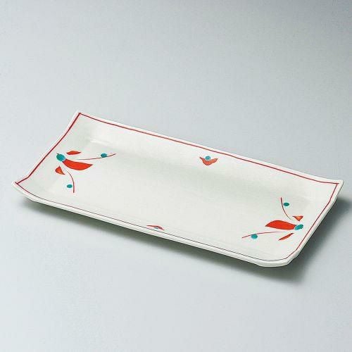 赤絵花長角皿 24.5×12×2cm 142-219