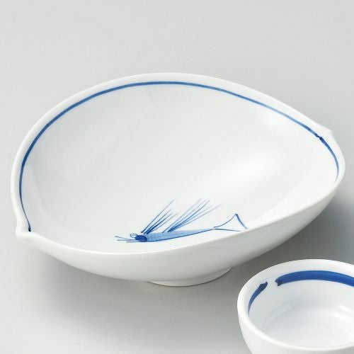 魚画楕円向付 16.3×13.6×5.3cm 026-179