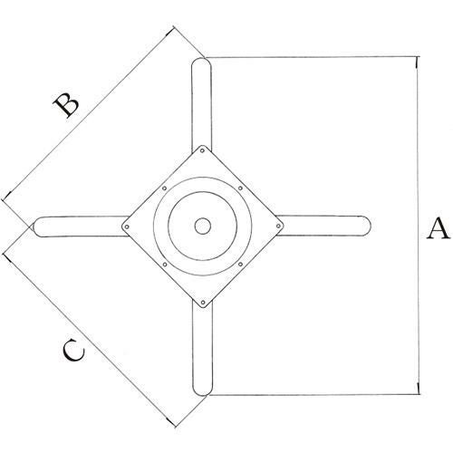 アルミ鋳物テーブル脚 ベースサイズ：A890×B640×C640×高さ700 品番：DC-CK-880 塗装カラー：14AM ポール：76φ