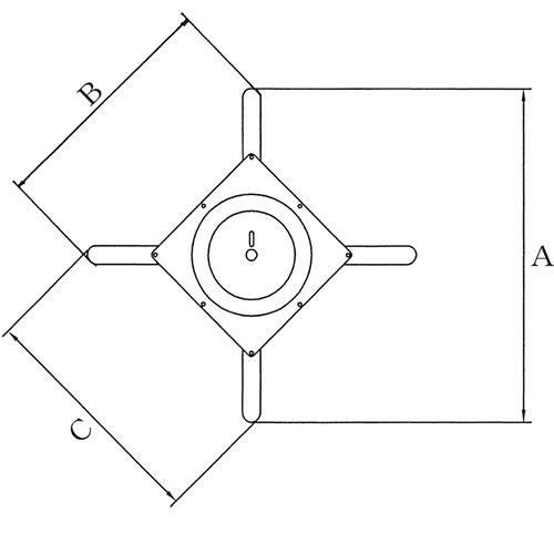 アルミ鋳物テーブル脚 ベースサイズ：A560×B405×C405×高さ700 品番：SC-C-550 塗装カラー：44 ポール：42φ