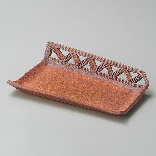 火色透かし変形焼物(大)(手造り) 22×15.5×4cm 198-169