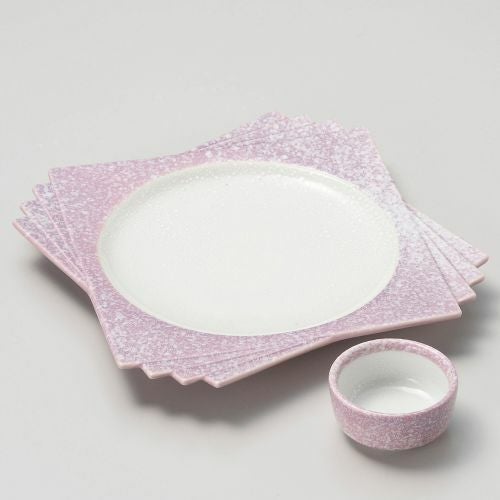 紫白吹四ッ重ね前菜皿 20.5×20.5×2.5cm 027-299