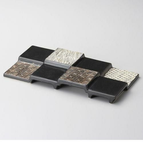 黒織部八品盛 28.5×14.2×3cm 130-039