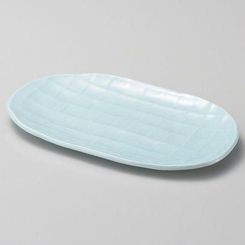 青磁小判焼物皿 21.3×13.5×1.6cm 143-119