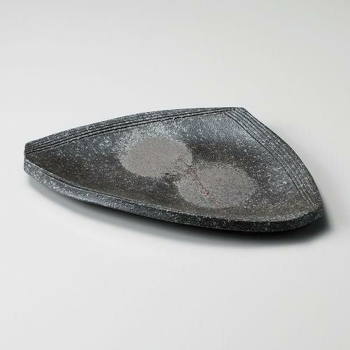 黒窯変ボタモチ9.1変形皿 27.5×18.5×3cm 200-118