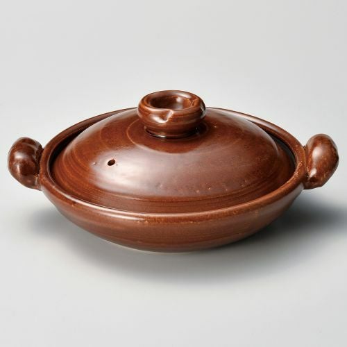 アメ釉(手造り)すっぽん鍋8号 31×24.5×11cm(600cc)(身6cm) 388-079