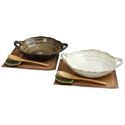 鉢・小皿・スプーン 【ナチュラルスタイルシチュー＆カレー】 / 鉢２５．２×２０．５×ｈ６．２ｃｍ 小皿９×７×ｈ１．５ｃｍ スプーン１８．５ｃｍ マット２４×２０ｃｍ /