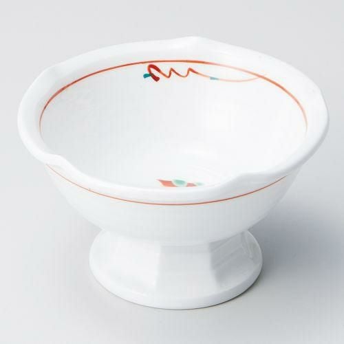 赤絵花紋梅型高台小鉢(大) 12×7cm 060-219