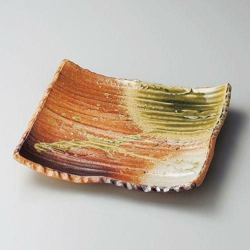 古信楽8.0足付そぎ長角皿 24×19.5×3cm 159-049