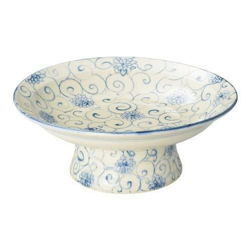 手造り安南花唐草高台尺一コンポート φ33.8×14.5cm 239-049