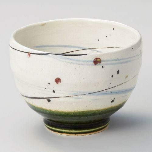 織部粉引乱線夏目丼(大) φ14.3×10.5cm 328-039