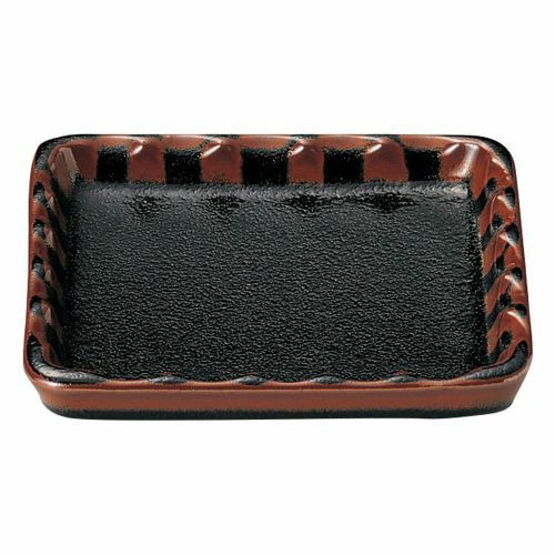 柚子天目波角7.5皿 17×17×2.5cm 407-109