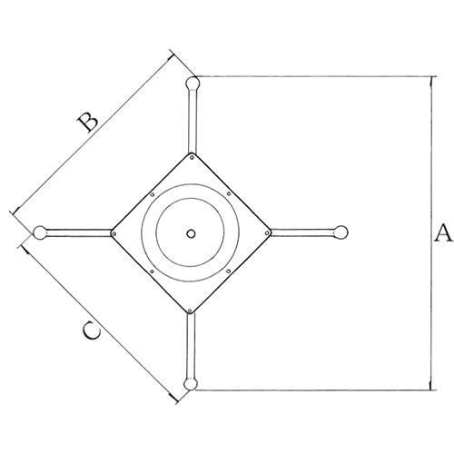 アルミ鋳物テーブル脚 ベースサイズ：A602×B435×C435×高さ700 品番：CL-600 塗装カラー：18AM ポール：42φ
