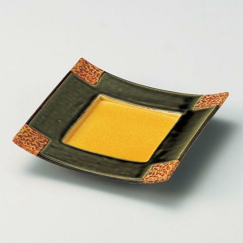 織部スジ正角皿 17×17×3.6cm 036-159