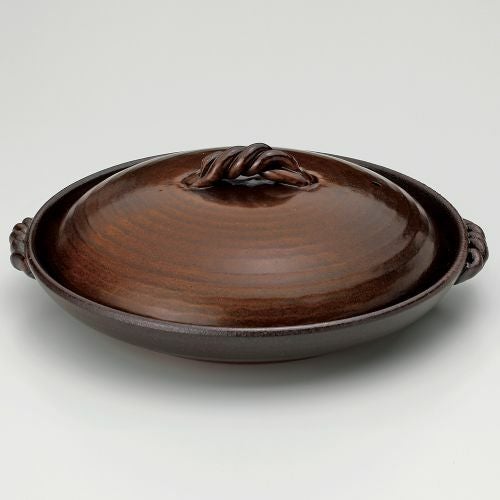 灰釉蓋付陶板8号 28.5×φ25.8×11.5cm(身4.3cm) 388-179