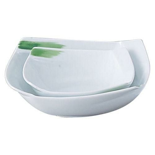 JAPAN・OBIグリーン角鉢(大) 20×20×7cm 522-579