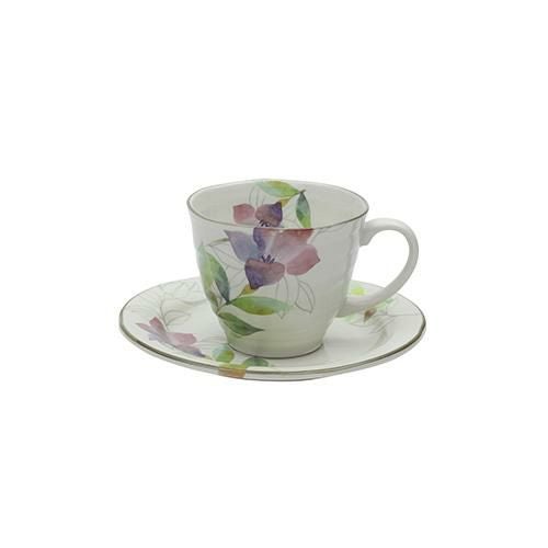 コーヒーカップ /花つみコーヒー碗皿 桔梗/ 碗直径9.2×高さ7.6cm 皿直径15.8×高さ2.2cm