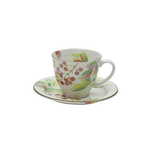 コーヒーカップ /花ことばコーヒー碗皿 南天/ 碗直径9.2×高さ7.6cm 皿直径15.8×高さ2.2cm