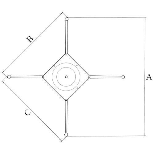 アルミ鋳物テーブル脚 ベースサイズ：A850×B610×C610×高さ700 品番：CL-850 塗装カラー：44 ポール：60φ