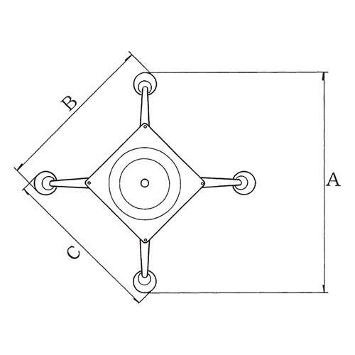 アルミダイキャストテーブル脚 ベースサイズ：A620×B460×C460×高さ700 品番：HC-C-620 塗装カラー：44 ポール：76φ