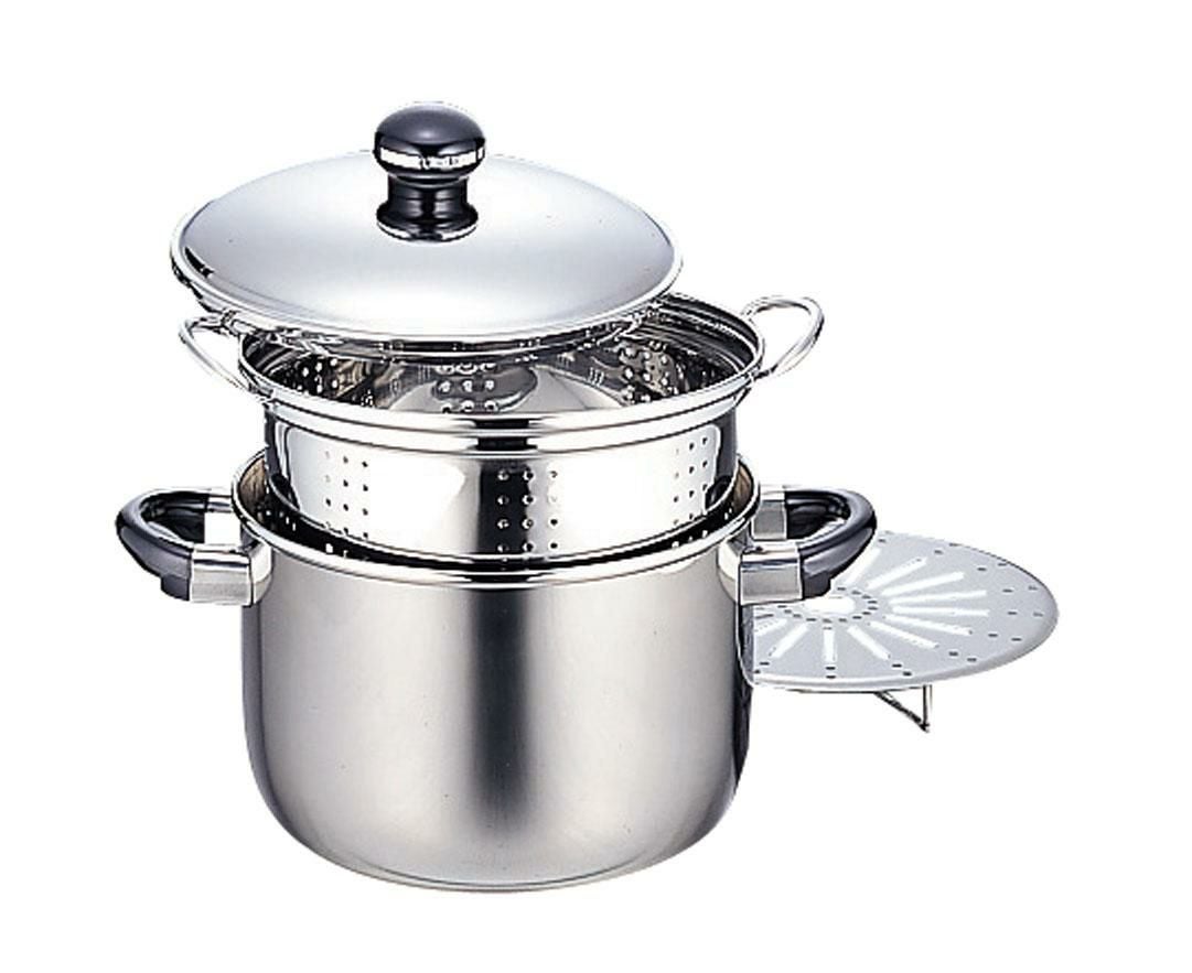 両手鍋 【シチューポット（穴明き内鍋＆スチームプレート付）】 ＯＪ－７－４/ 全幅３２５ｍｍ、奥行２２５ｍｍ、深さ１５８ｍｍ、全高２３４ｍｍ /【グループＮ】