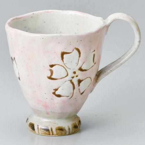 一珍花マグ(赤) 12.5×9.3×9cm(340cc) 551-309