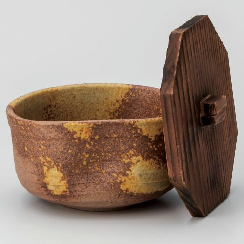 一押し備前風飯器(蓋付) 11.3×10.7×7.9cm 342-079