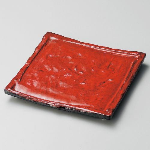 紅黒炭正角皿(小) 20.5×20.3×2.5cm 188-159