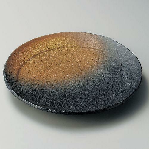 月光黒備前24cm丸皿 φ24.5×3cm 203-039