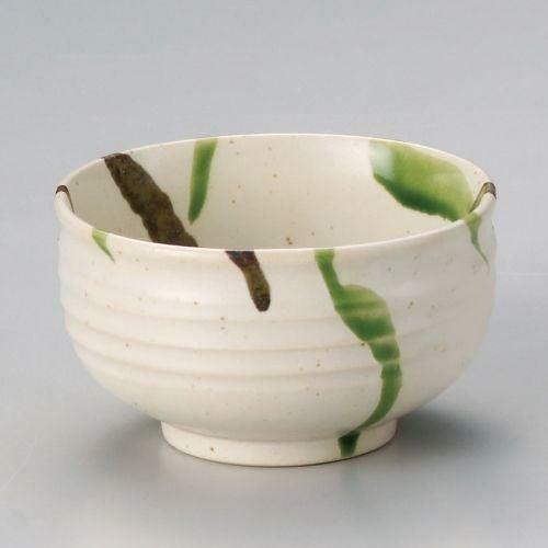 粉引黒オリベ流しロクベ多用碗 φ13×7.3cm 332-159