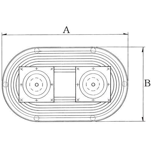 アルミ鋳物テーブル脚 ベースサイズ：A850×B500×高さ700 品番：DR-9D-W 塗装カラー：99 ポール：101φ×2