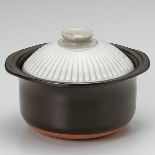 銀峯菊花粉引ご飯鍋2合炊(中蓋付) 21.5×φ19.5×15cm(身10.3cm) 384-049