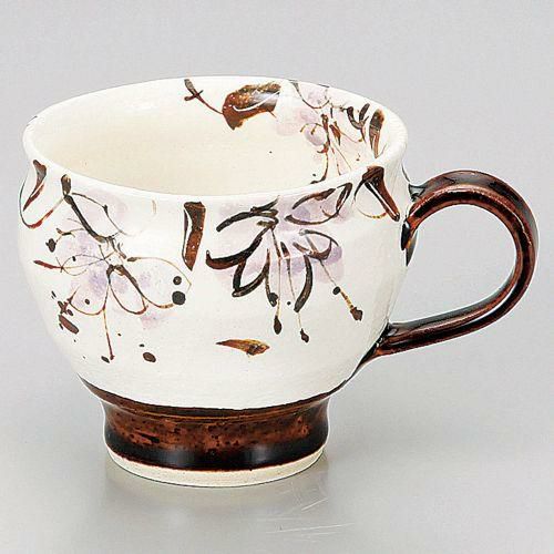アメ釉花紋マグ φ8.7×7.6cm(300cc) 551-199