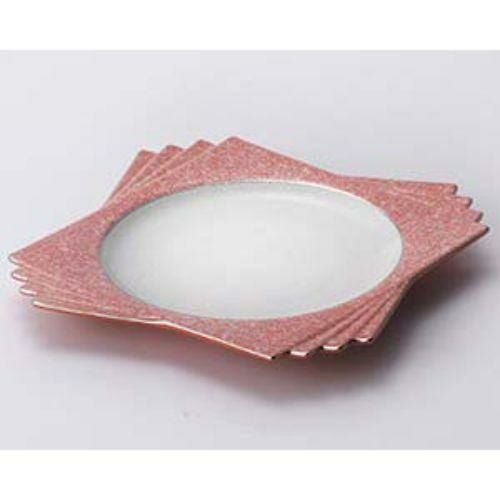 柿釉白吹四ッ重ね前菜皿 20.5×20.5×2.5cm 119-059