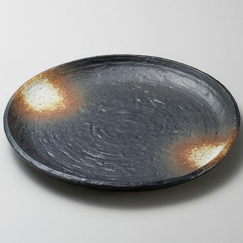 黒備前丸9.0皿 φ28×3cm 174-089