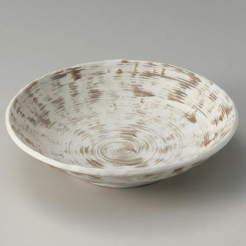 うず刷毛白釉厚口麺鉢 φ24×5.4cm 300-069