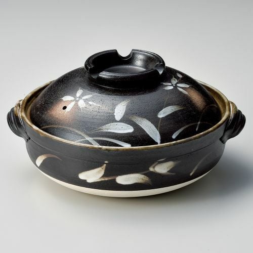 黒吹草花6号深鍋 22.5×φ19×10.5cm(800cc)(身6.8cm) 382-469