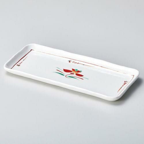 赤絵花紋突出皿 20.5×9cm 129-029