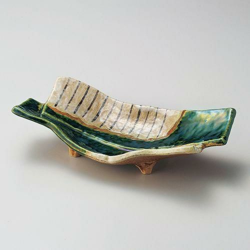 織部細十草10.0盛皿 30×15×7.3cm 196-079