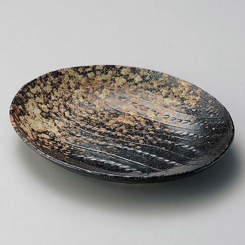 黒備前縄目楕円皿 24×19.5×3.5cm 199-228/201-199