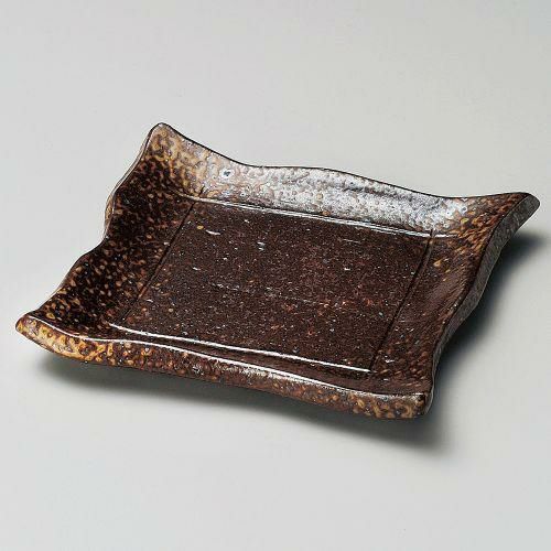 備前風モダンカット5.5角皿 16×14×2.8cm 212-079