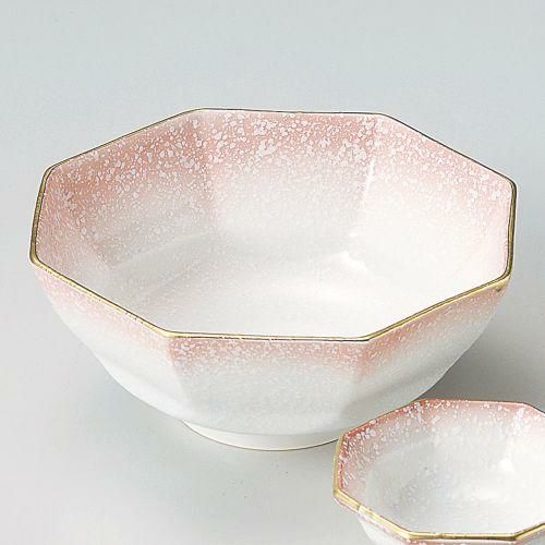 ピンク吹八角刺身鉢 φ15.5×6.3cm 024-059