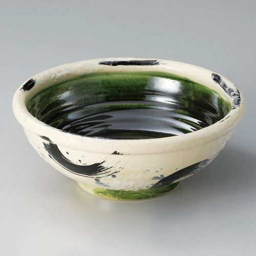 織部呉須刷毛目5寸丼 φ15.6×8.3cm 306-159