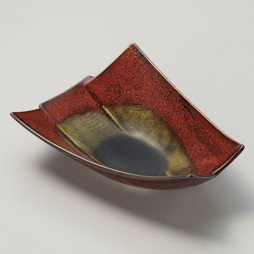 紅柚子貼合(見込灰釉)向付 18.5×14.2×6cm 045-189