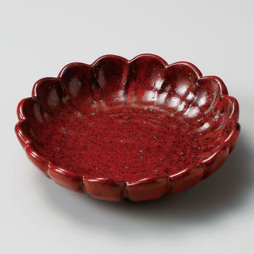 赤柚子黒結晶三ッ足皿(大) φ17×4.7cm 224-079