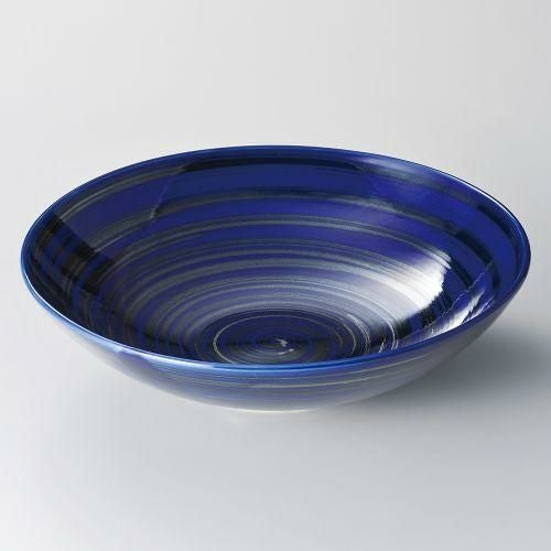 刷毛目銀彩ルリ尺鉢 φ30.2×7.6cm 242-099